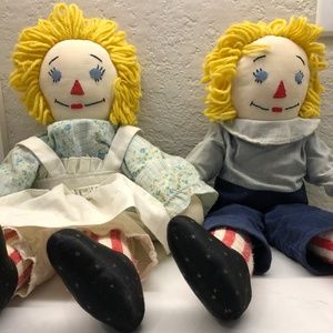 Vintage Ann And Andy Plush Dolls Yellow Hears And